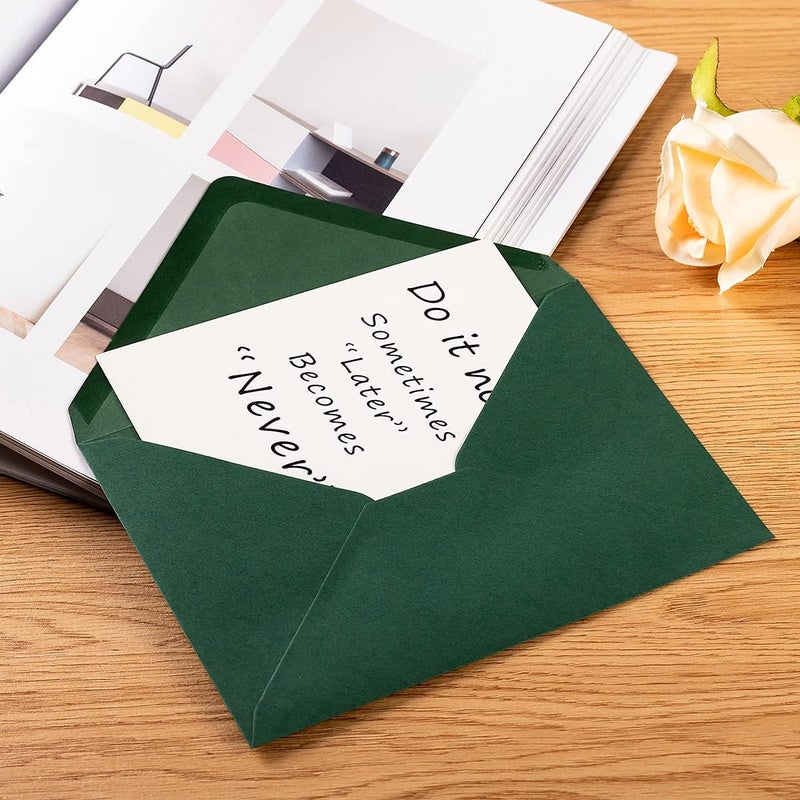 Toperd 100 Pieces A7 Self-Seal Envelopes Colorful 5x7 Envelopes for Greeting Cards, Birthday, Weddings, Baby Shower Invitation Cards (5.24 x 7.24 Inches, Dark Green) - Image 4